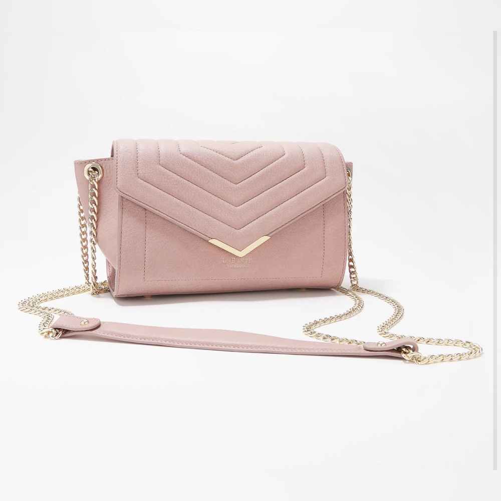 Labante London Kensington Quilted Crossbody Bag Vegan Purse in Nude
